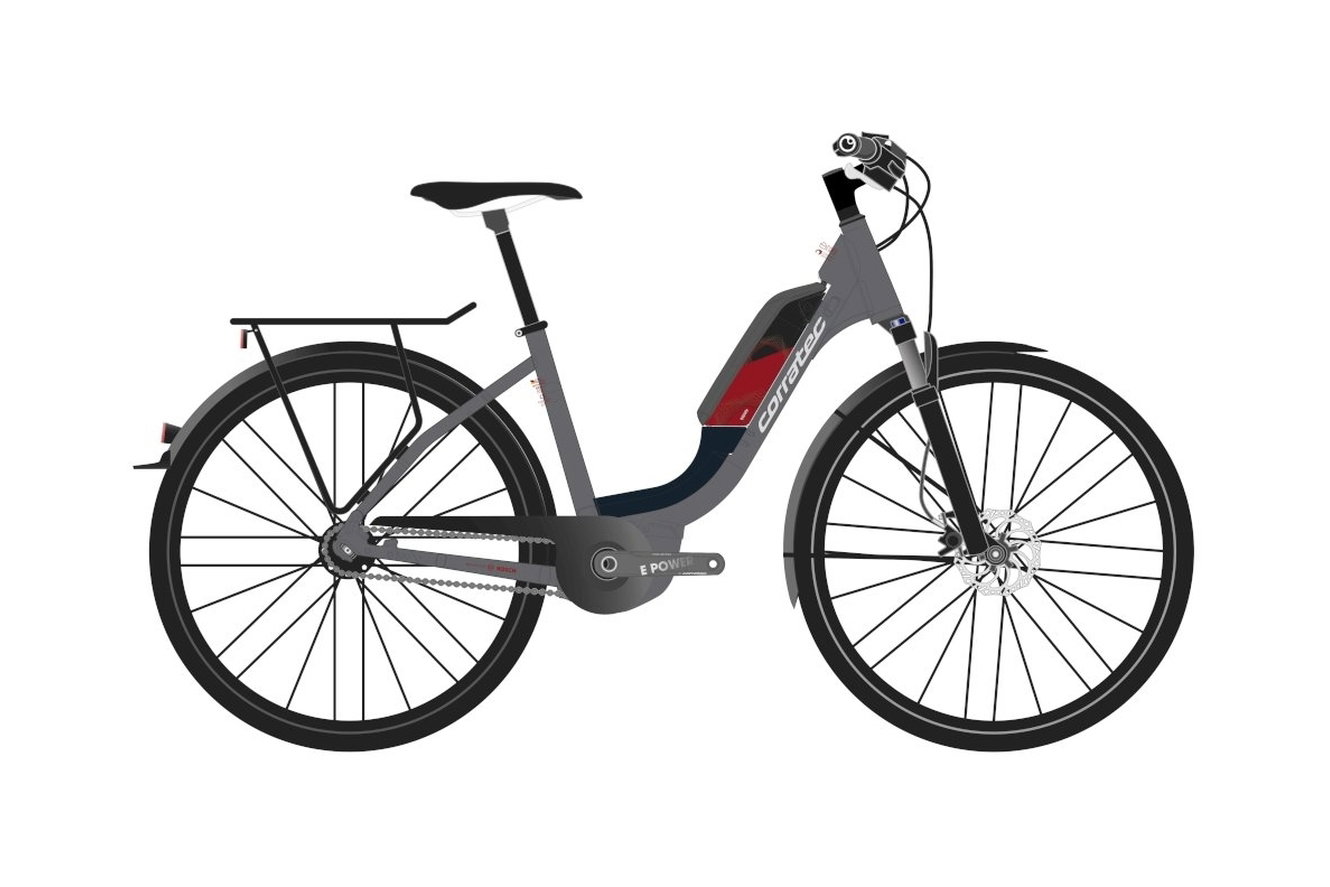 Corratec E-Power Urban 28 Fusion Tube AP5 8SC Wave grau/rot, 45 cm (28")