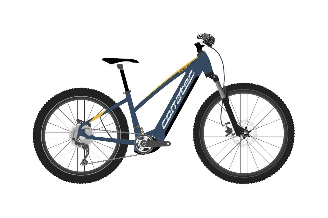 Corratec E-PowerX VertRace Trapez blau/mango, 44 cm