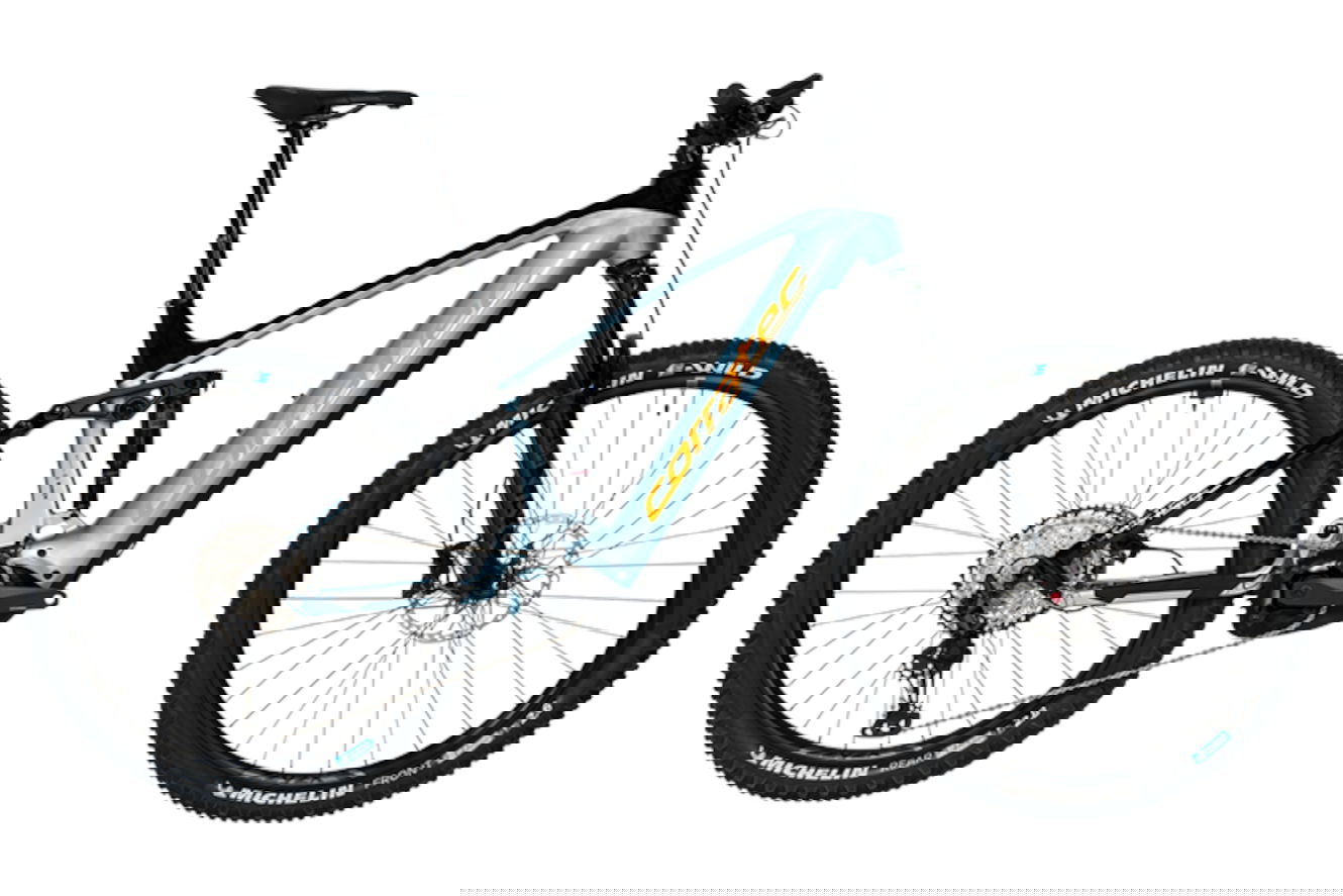 Corratec E-Power RS 160 Pro Team Diamant pearlized black / light blue / mango, 42 cm | (29/27,5"")